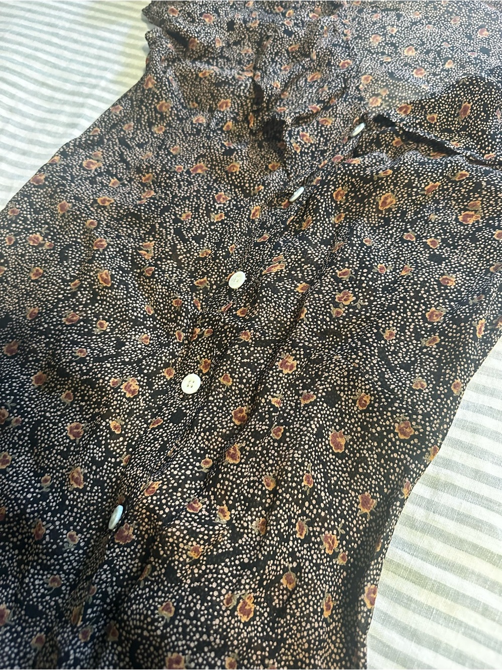 Christy Dawn Brown Floral Button-Front Midi Dress - Picture 4 of 4